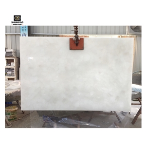 Backlit White Crystal Clear Quartz Semiprecious Stone Slab Wholesale