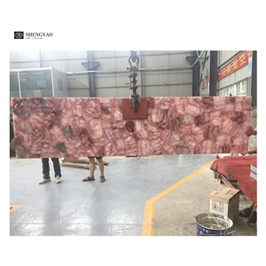 Rose Quartz Fire Quartz Semiprecious Stone Slabs - Red Hematoid Quartz Tile