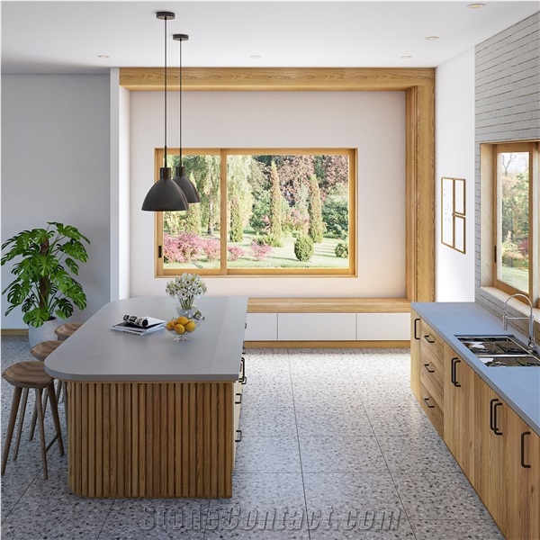 LQ-510 Vietnam Artificial Stone Big Size Grey Quartz Slabs
