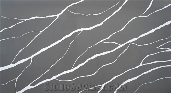 LQ-819 Calacatta Quartz Slabs, Big Size Engineered Stone