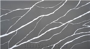 LQ-819 Calacatta Quartz Slabs, Big Size Engineered Stone