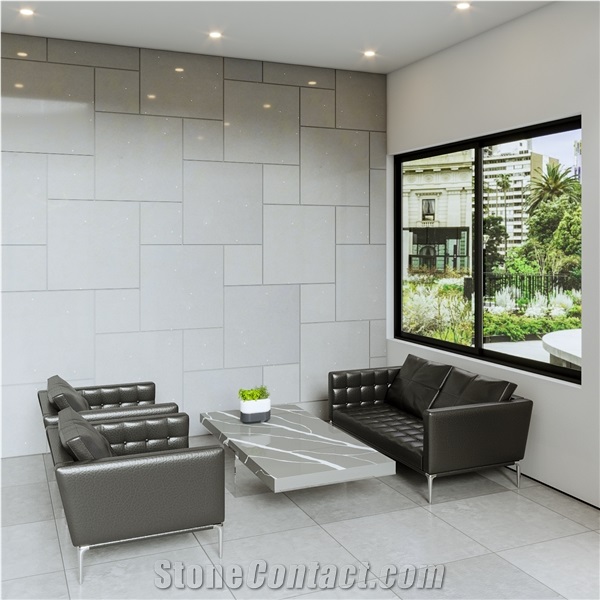 LQ-819 Calacatta Quartz Slabs, Big Size Engineered Stone,