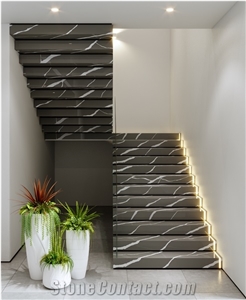 LQ-819 Calacatta Quartz Slabs, Big Size Engineered Stone,