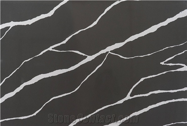 LQ-819 Calacatta Quartz Slabs, Big Size Engineered Stone,