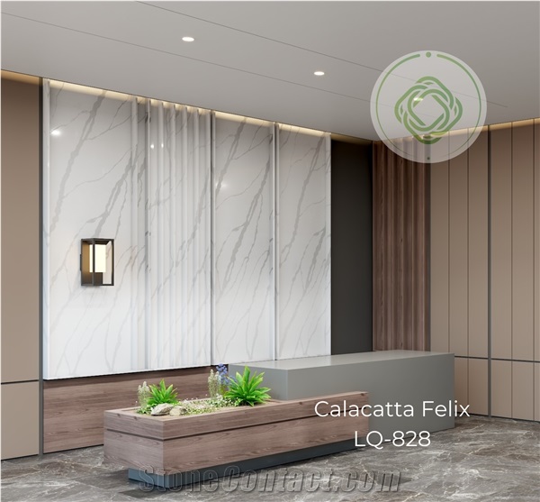 LQ-828 Hot Selling Popular Quartz Slab Vietnam Calacatta,
