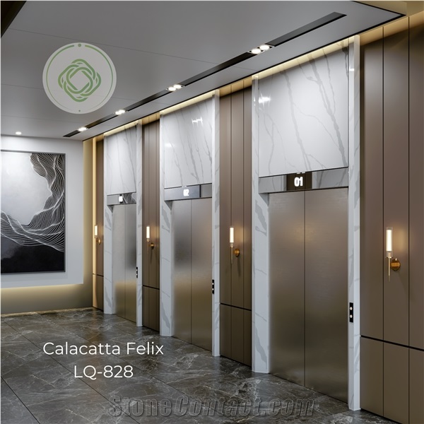 LQ-828 Hot Selling Popular Quartz Slab Vietnam Calacatta,