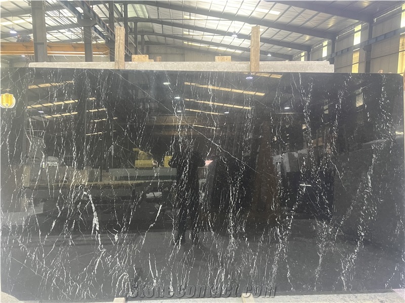 Black Lightning Marble Big Slab From Viet Nam