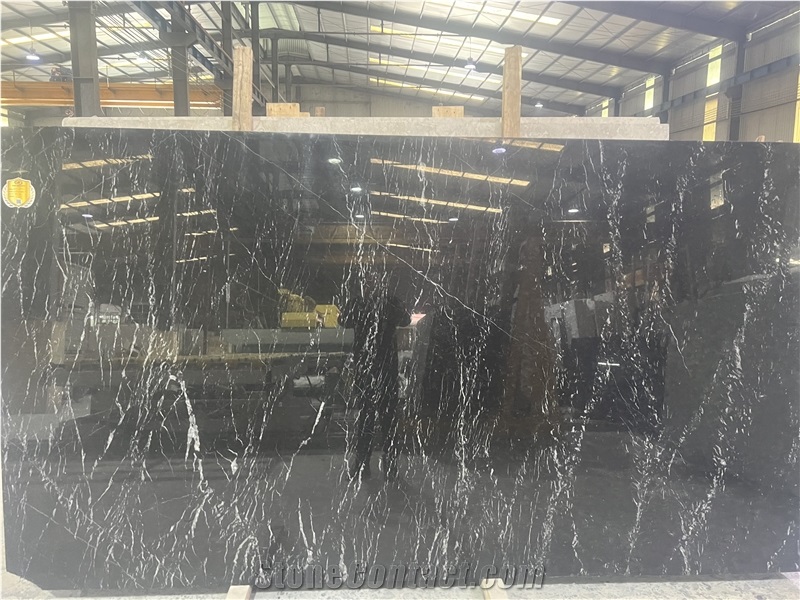 Black Lightning Marble Big Slab From Viet Nam