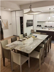 10 Seats Picasso Silver Quartzite Dining Table Home Furniture 10 Seats Picasso Silver Quartzite Dining Table Home Furniture