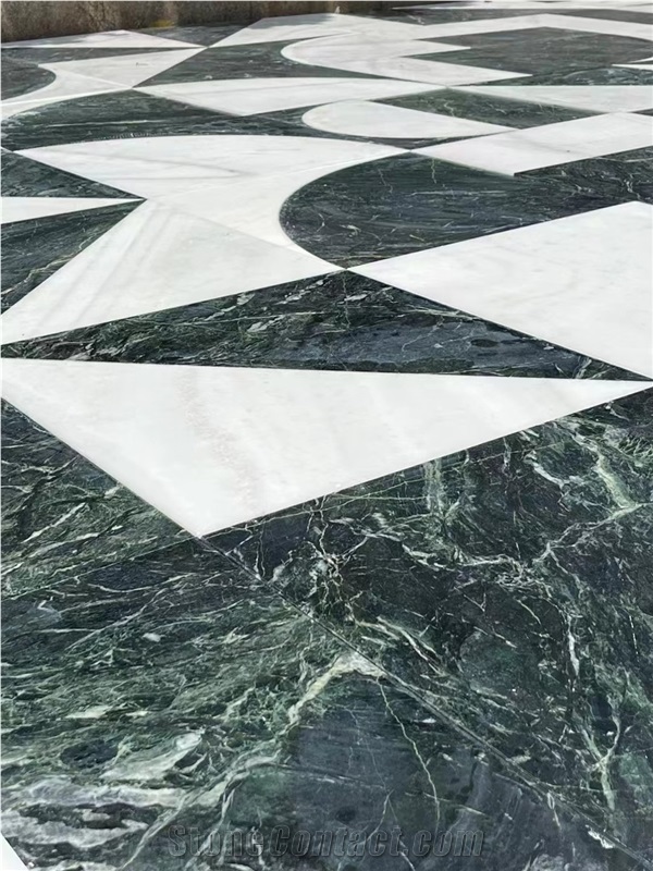 Classic Marble Design Medallion Crema Marfil Floor Carpet