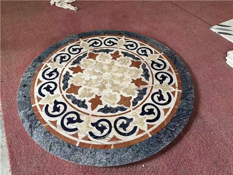 Marble Aran White With Emperador Dark Light Floor Waterjet