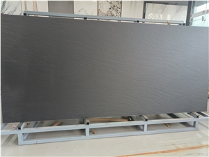Solid Black Sintered Stone Slab Rough Satin Natural Surface Solid Black Sintered Stone Slab Rough Satin Natural Surface