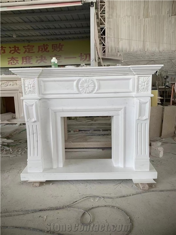 Ariston White Marble Custom Design Modern Fireplace