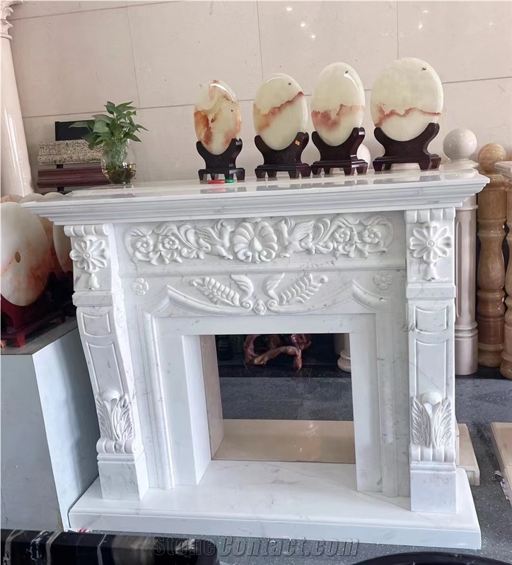Ariston White Marble Custom Design Modern Fireplace