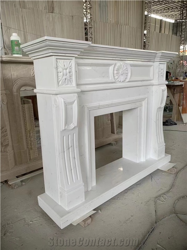 Ariston White Marble Custom Design Modern Fireplace