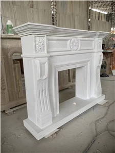 Ariston White Marble Custom Design Modern Fireplace