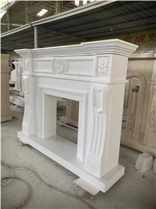 Ariston White Marble Custom Design Modern Fireplace