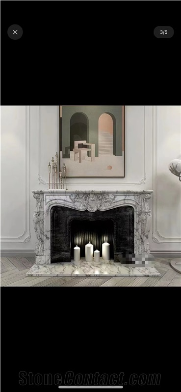Ariston White Marble Custom Design Modern Fireplace