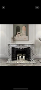 Ariston White Marble Custom Design Modern Fireplace