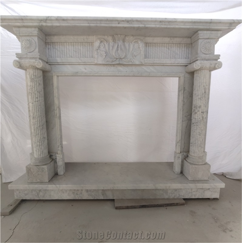 Bianco Carrara White Marble Hot Sale Fireplace
