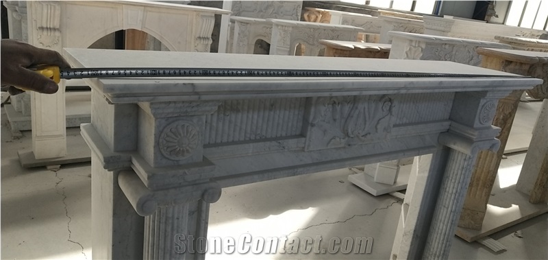 Bianco Carrara White Marble Hot Sale Fireplace