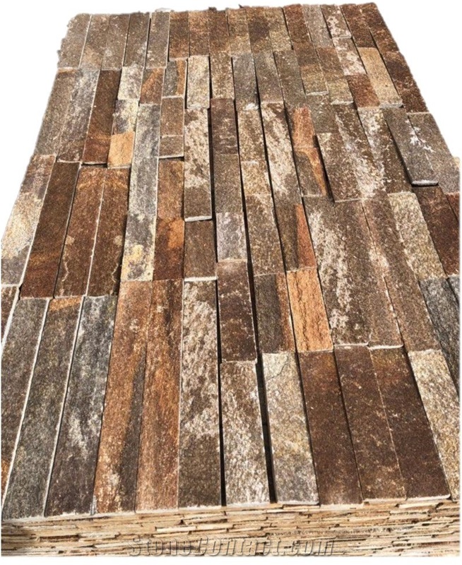 Golden Brown Gneiss - Formed Ledger Wall Panels