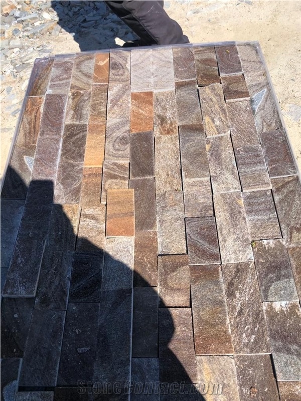 Golden Brown Gneiss - Formed Ledger Wall Panels