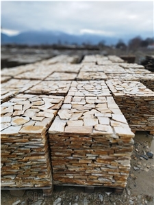 Golden-Yellow Bulgarian Gneiss Flagstone Walling