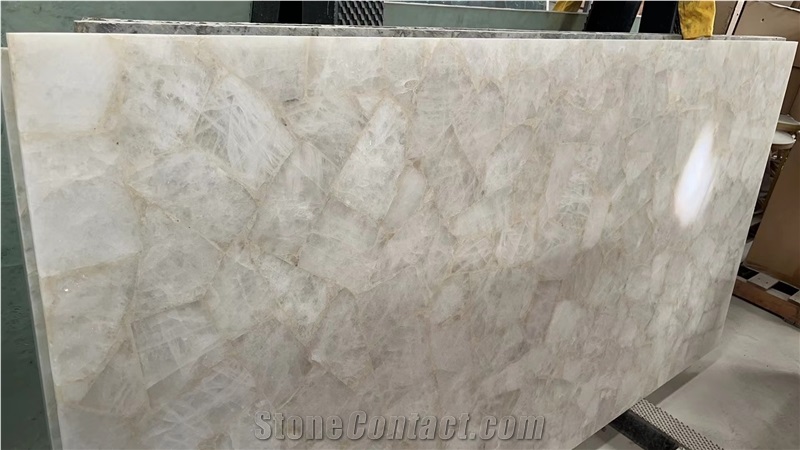 Backlit White Crystal Quartz Gemstone Luxury Nature Stone