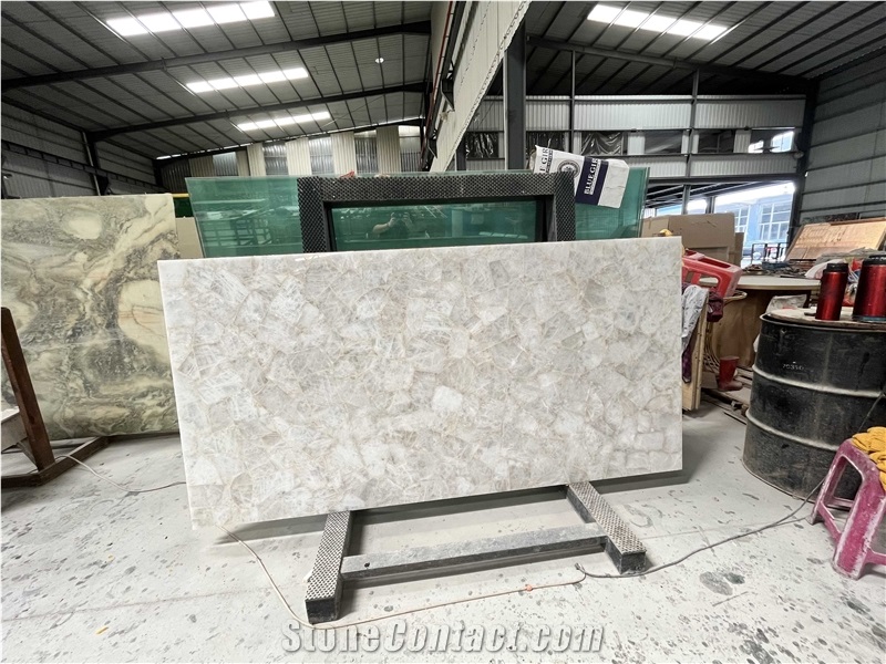 Backlit White Crystal Quartz Gemstone Luxury Nature Stone