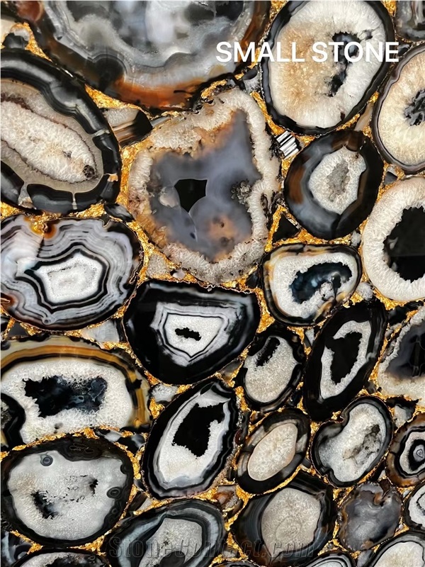 Black Agate With Gold Side