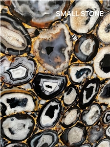 Black Agate With Gold Side