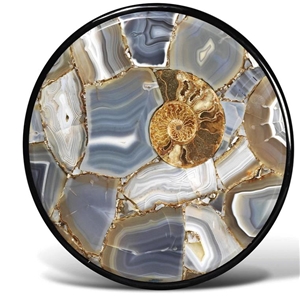 Grey Agate With Fossil Snail Gem Stone Slab - Gemstone High-End Product