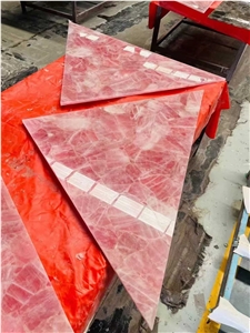 Pink Crystal Quartz Semiprecious Stone Tiles