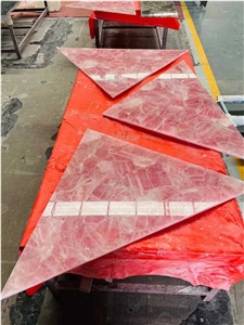 Pink Crystal Quartz Semiprecious Stone Tiles