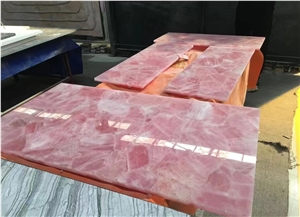 Pink Crystal Quartz Semiprecious Stone Tiles