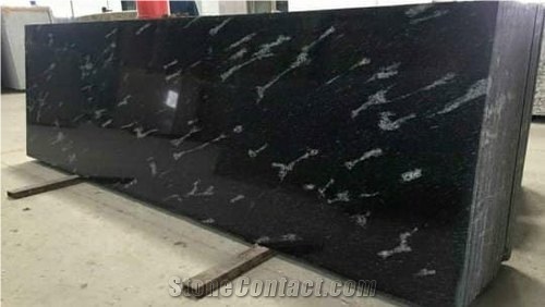 Fish Black Granite Slabs