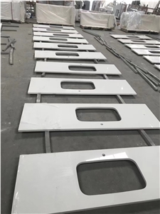 Pure White Quartz Engineered Stone Bath Countertops