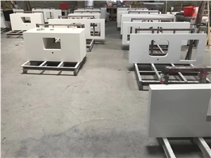 Pure White Quartz Engineered Stone Bath Countertops