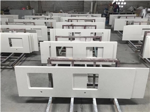 Pure White Quartz Engineered Stone Bath Countertops
