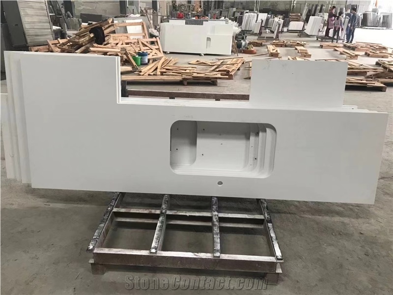 Pure White Quartz Engineered Stone Bath Countertops