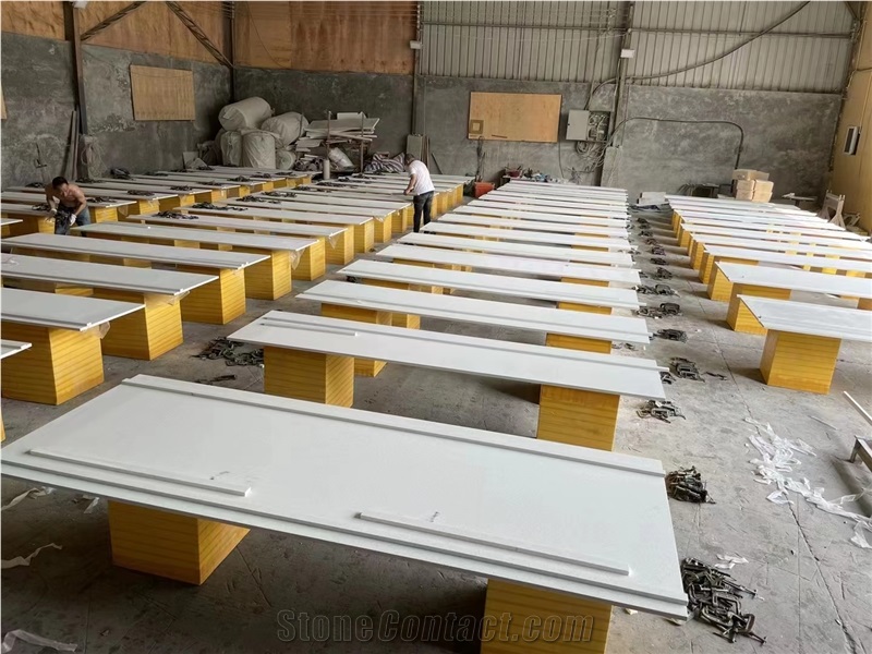 Pure White Quartz Engineered Stone Bath Countertops