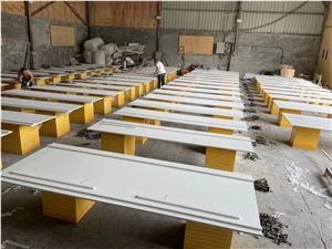 Pure White Quartz Engineered Stone Bath Countertops