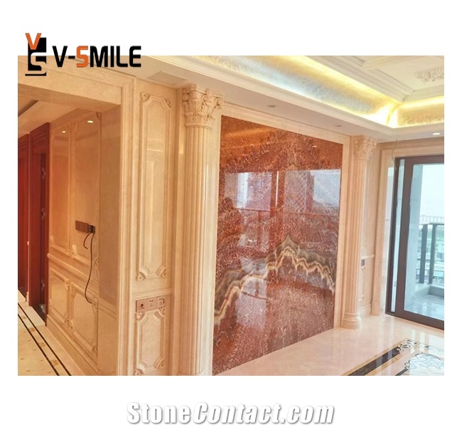 Red Onyx Slab For Background Wall Panel