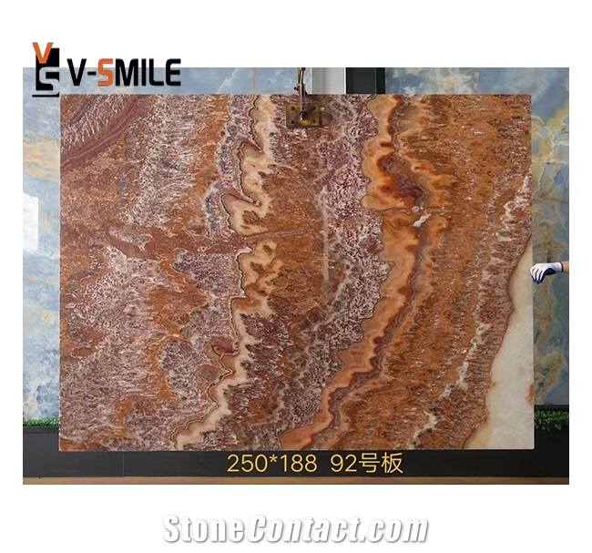Red Onyx Slab For Background Wall Panel