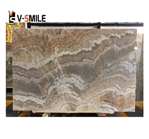Transparent Grey Ink Painting Onyx Slab