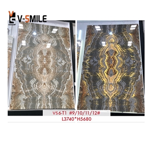 Transparent Grey Ink Painting Onyx Slab