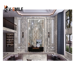 Transparent Grey Ink Painting Onyx Slab