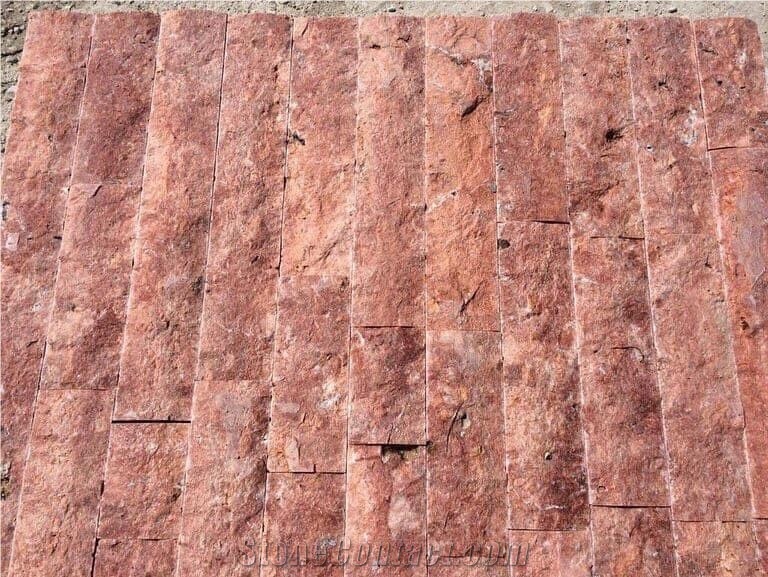 Red Travertine Wall Tiles - Split Finish