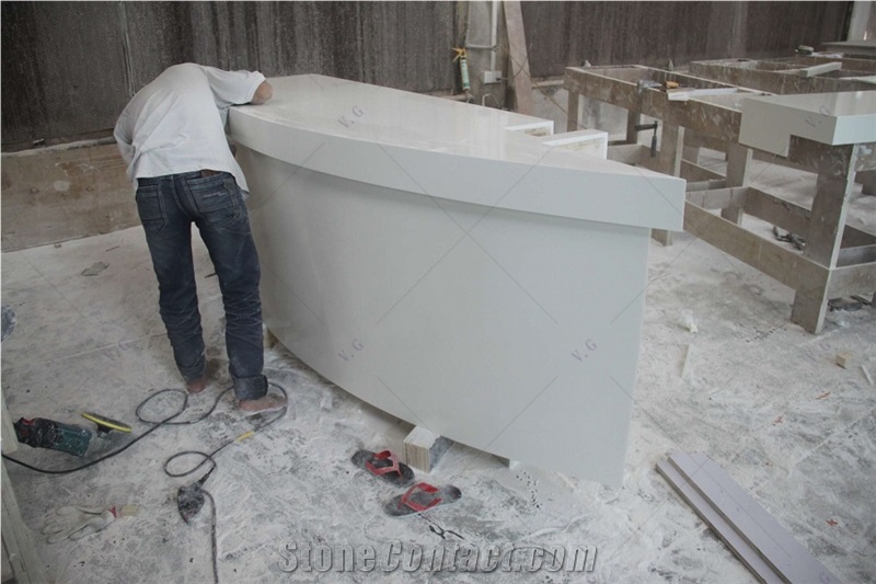 100% Acrylic Solid Surface Semicircle Office Reception Desk